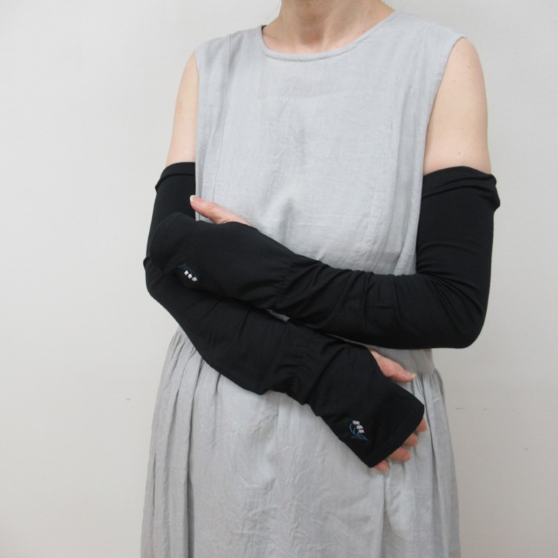 【冷感素材/COOL】スズラン刺繍竹繊維冷感アームカバー /450-2922